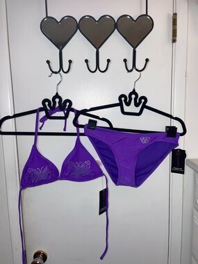 NWT Purple Rhinestone Bikini Set